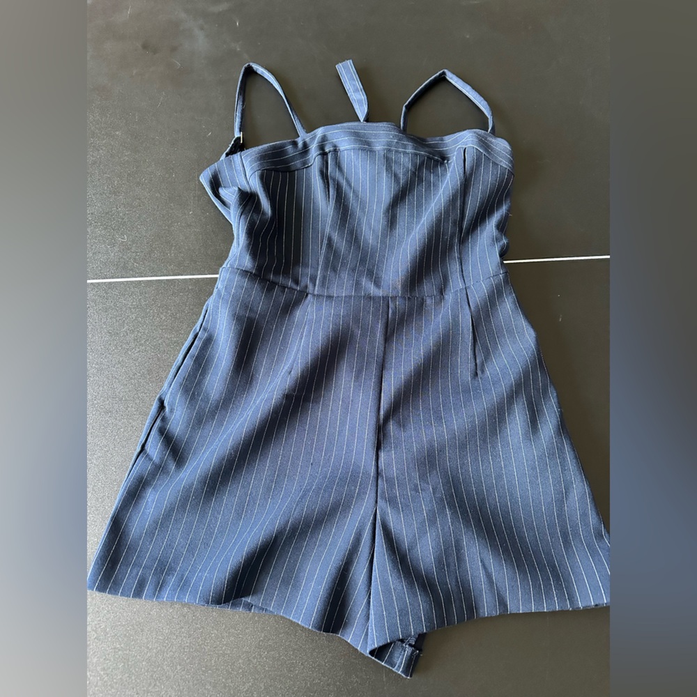 Abercrombie & Fitch Navy Pinstripe Romper NWT